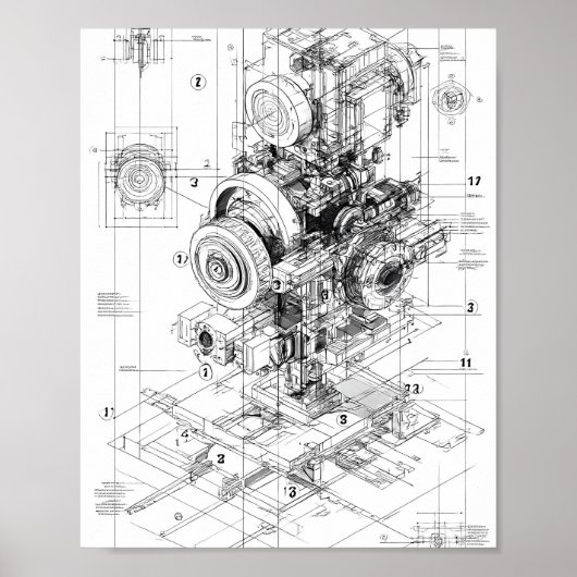 Poster Art de l'ingénierie de précision : machine modulai (Devant)