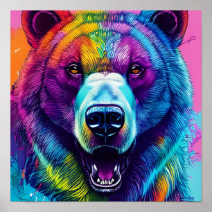 Poster art de l'ours coloré
