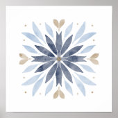 Poster Art de mandala à l'aquarelle bleu boho (Devant)