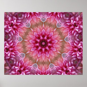 POSTER ART DE MANDALA KALEIDOSCOPE FLORAL ROSE