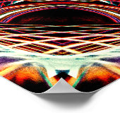 Poster Art de mandala Web géométrique beige rouge complex (Coin)