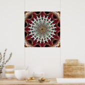 Poster Art de mandala Web géométrique beige rouge complex (Cuisine)