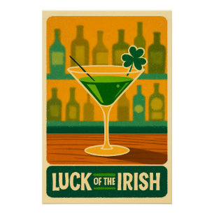 Poster Art de martini trèfle de la Saint-Patrick du milie