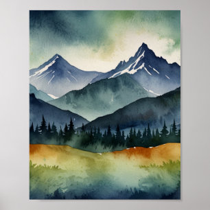 POSTER ART DE MONTAGNE À L'AQUARELLE