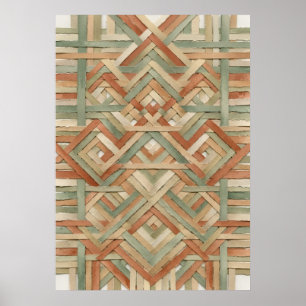 Poster Art de motif géométrique de tissage de panier tres