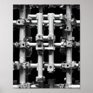Poster Art de motif géométrique : machine modulaire abstr