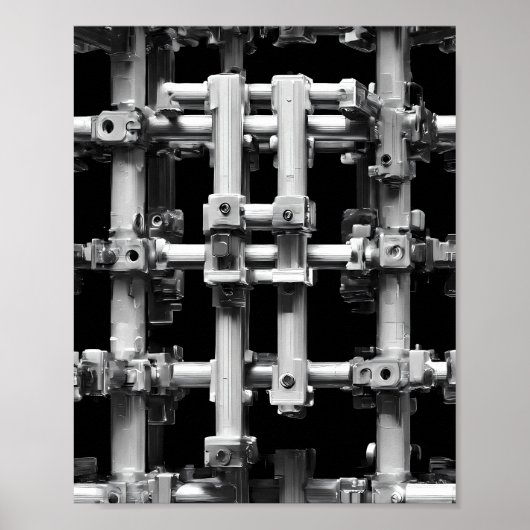 Poster Art de motif géométrique : machine modulaire abstr (Devant)