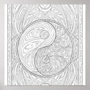 Poster Art de motif méditatif : Géométrie sacrée Yin Yang