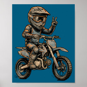 Poster Art de moto cross mignon pour les amateurs de moto