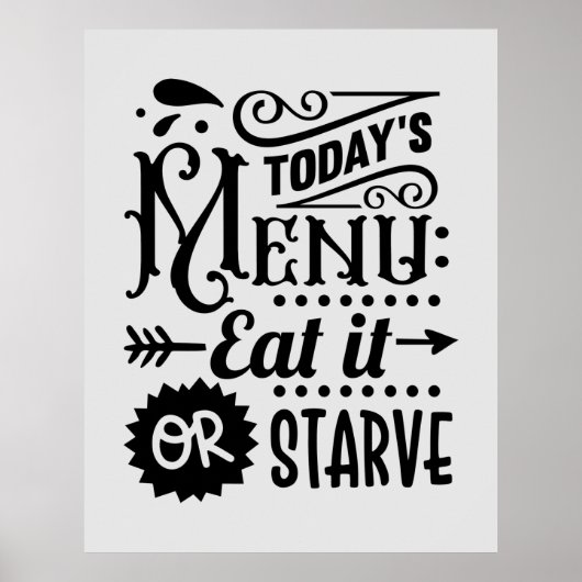 Poster art de mots de menu de cuisine drôle (Devant)