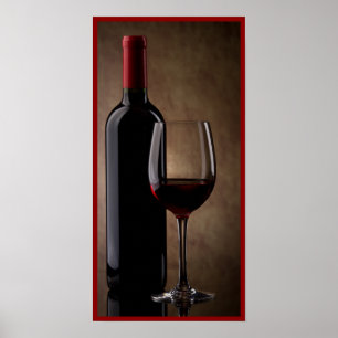 Poster art de mur en verre et de bouteille de vin 10x20
