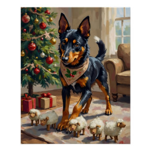 Poster Art de Noël sur le berger Australien Kelpie