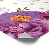 Poster Art de nurserie à l'éléphant floral violet, signe (Coin)