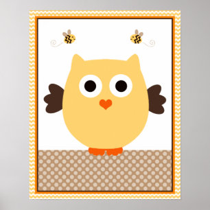 Poster Art de nurserie bébé Hibou Jungle Stack
