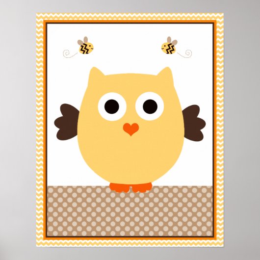 Poster Art de nurserie bébé Hibou Jungle Stack (Devant)