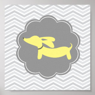 Poster Art de nurserie de chien de Vienne jaune genre neu