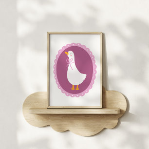 Poster Art de nurserie de l'oie coquette mignonne