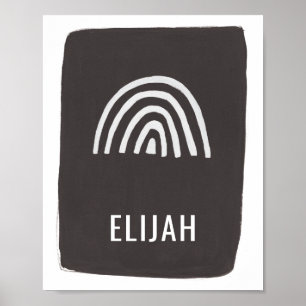 Poster Art de nurserie moderne minimal arc-en-ciel nom no