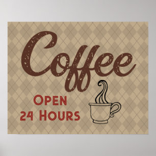 Poster Art de panneau de salon de café rétro