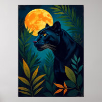 Art de panthère dans la jungle au clair de lune