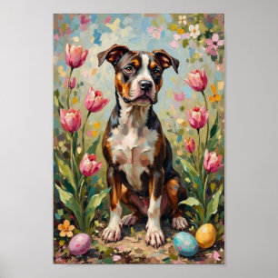 Poster Art de Pâques vintage American Staffordshire Terri