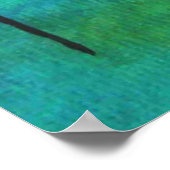 Poster Art de paysage abstrait, arbres minces, sarcelle, (Coin)