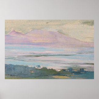 Poster Art de paysage marin tropical pastel