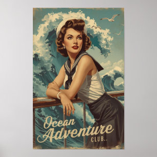 Poster Art de pin-up de marin des années 1950 – Croisière