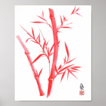Art de pinceau chinois en bambou rouge