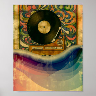 Poster Art de platine vinyle psychédélique