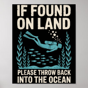 Poster Art de plongée en scaphandre drôle pour hommes fem