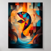 Poster Art de poisson abstrait - Conception géométrique d (Devant)