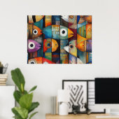 Poster Art de poissons abstraits colorés (Bureau à domicile)