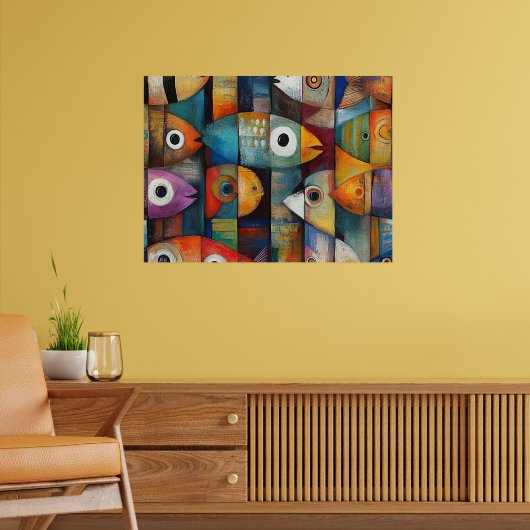 Poster Art de poissons abstraits colorés (Salon 2)