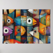 Poster Art de poissons abstraits colorés (Devant)