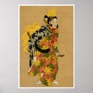 Poster Art de portrait de gravure sur bois japonaise Voya