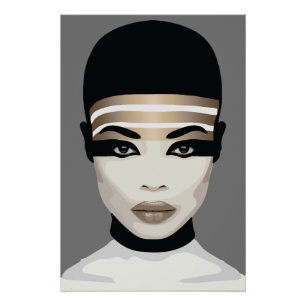 Poster Art de portrait tribal futuriste abstrait