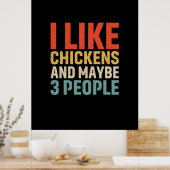 Poster Art de poulet J'aime les poules (Cuisine)