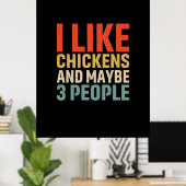 Poster Art de poulet J'aime les poules (Bureau à domicile)