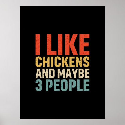 Poster Art de poulet J'aime les poules (Devant)