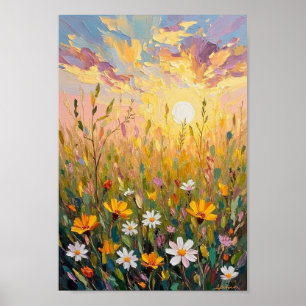 Poster Art de prairie à l'heure dorée vintage