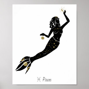 Poster Art de queue d'étoile de déesse sirène céleste des