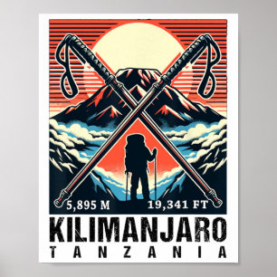 Poster Art de randonnée amusant a gravi le mont Kilimandj