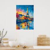 Poster Art de réflexion de rivière parisienne fauve color (Cuisine)
