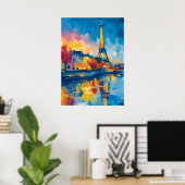 Poster Art de réflexion de rivière parisienne fauve color (Bureau à domicile)