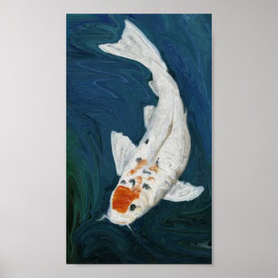 Poster Art de reproduction de l'huile de poisson "Koi"