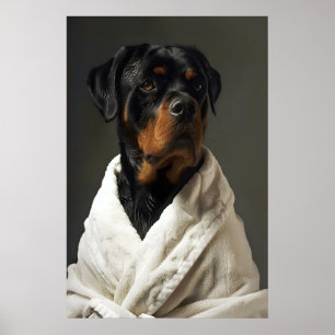 Poster Art de robe de bain amusant Rottweiler, chien de s