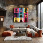 Poster Art de robot de graffiti abstrait Grille Couleurs
