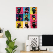 Poster Art de robot de graffiti abstrait Grille Couleurs (Bureau à domicile)