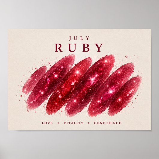 Poster Art de rubis de naissance de juillet A4 (Devant)